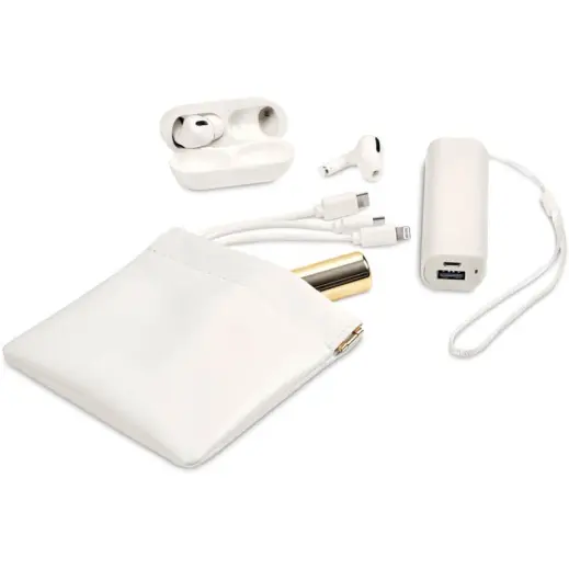 Eva & Elm Plush PU Tech & Accessory Pouch Cream Display